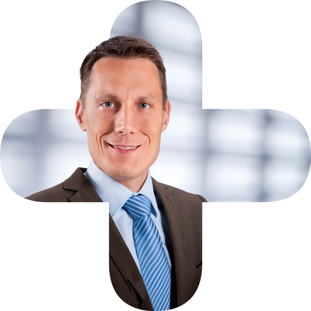 Matthias Nicklas, Head of the Purchasing Systems and Indirect Purchasing Department, SEW-EURODRIVE in a plus graphic